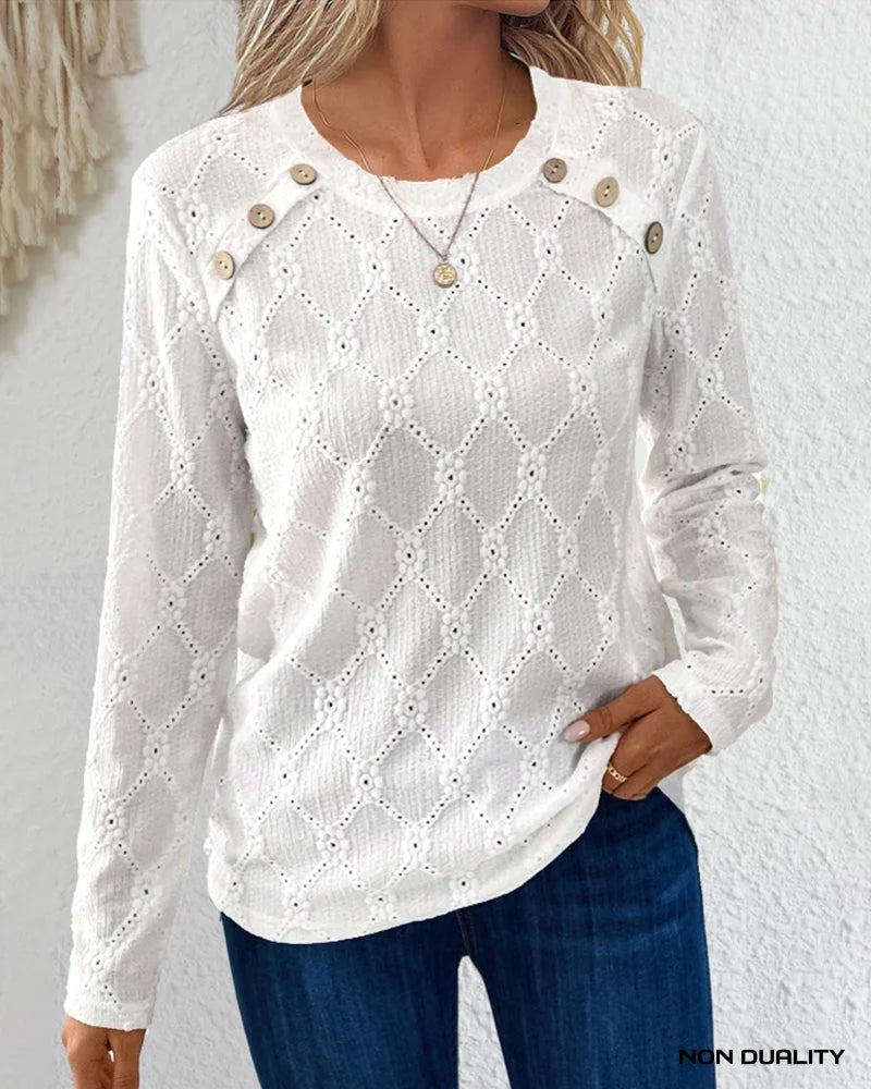 Sarah | Buttoned Eyelet Top