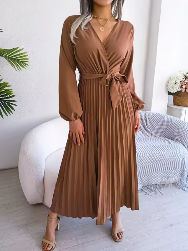 Elena | Women's Elegant Pleated Maxi Dress