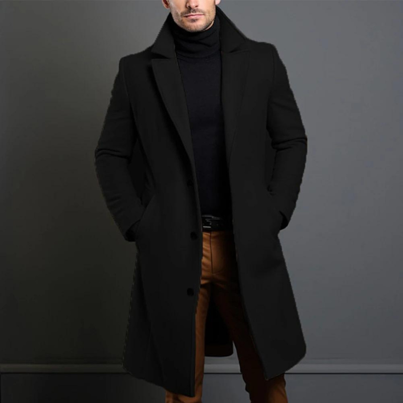 Aaron | Men's Stylish Long Wool Coat with Slim Fit