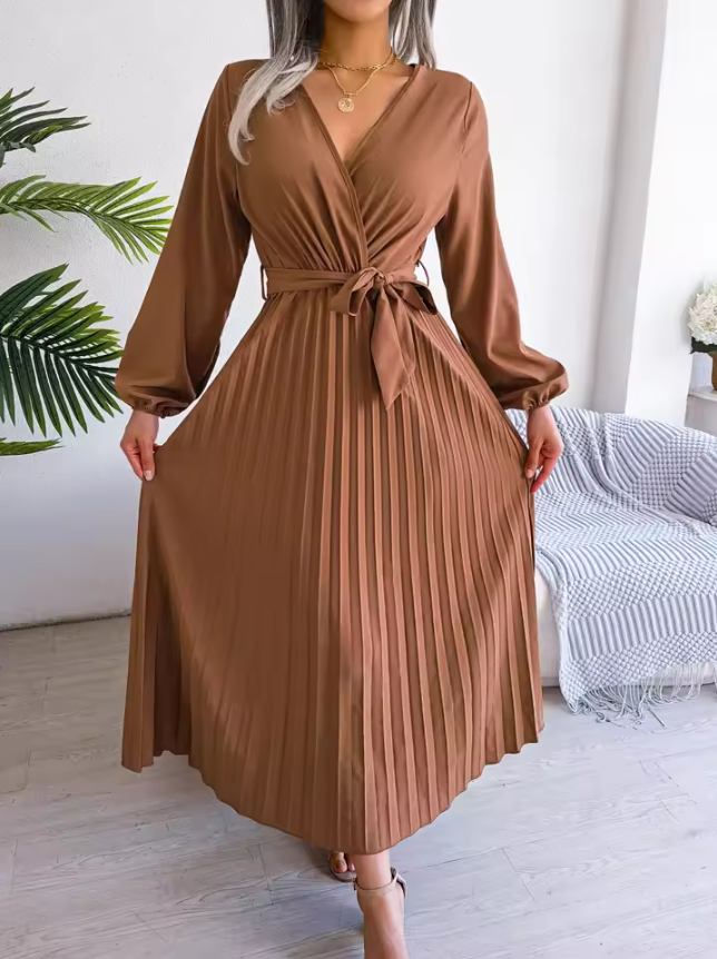 Elena | Women's Elegant Pleated Maxi Dress