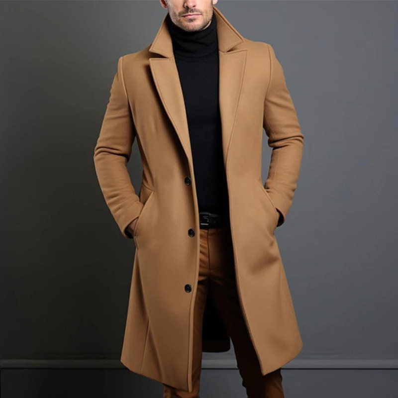 Aaron | Men's Stylish Long Wool Coat with Slim Fit