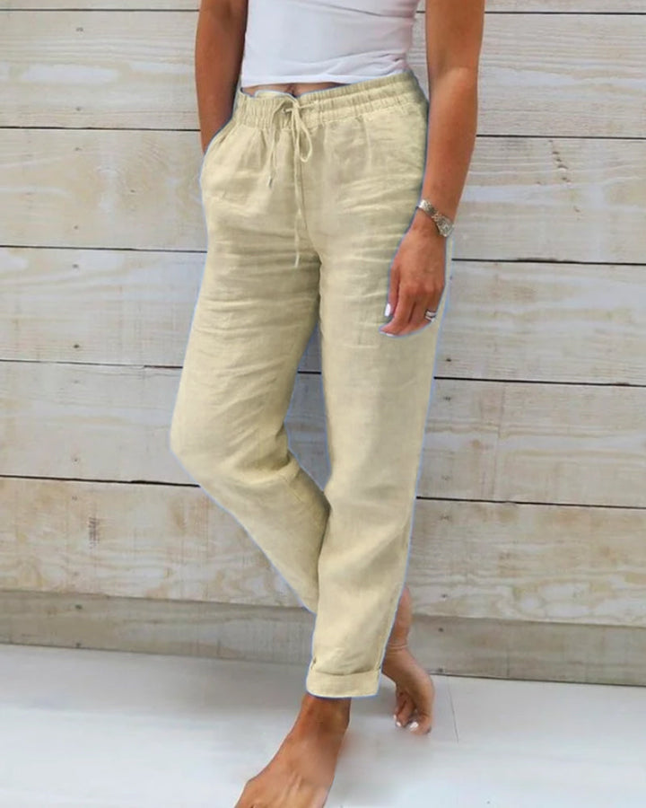 MONIKA | LINEN TROUSERS WITH ELASTIC