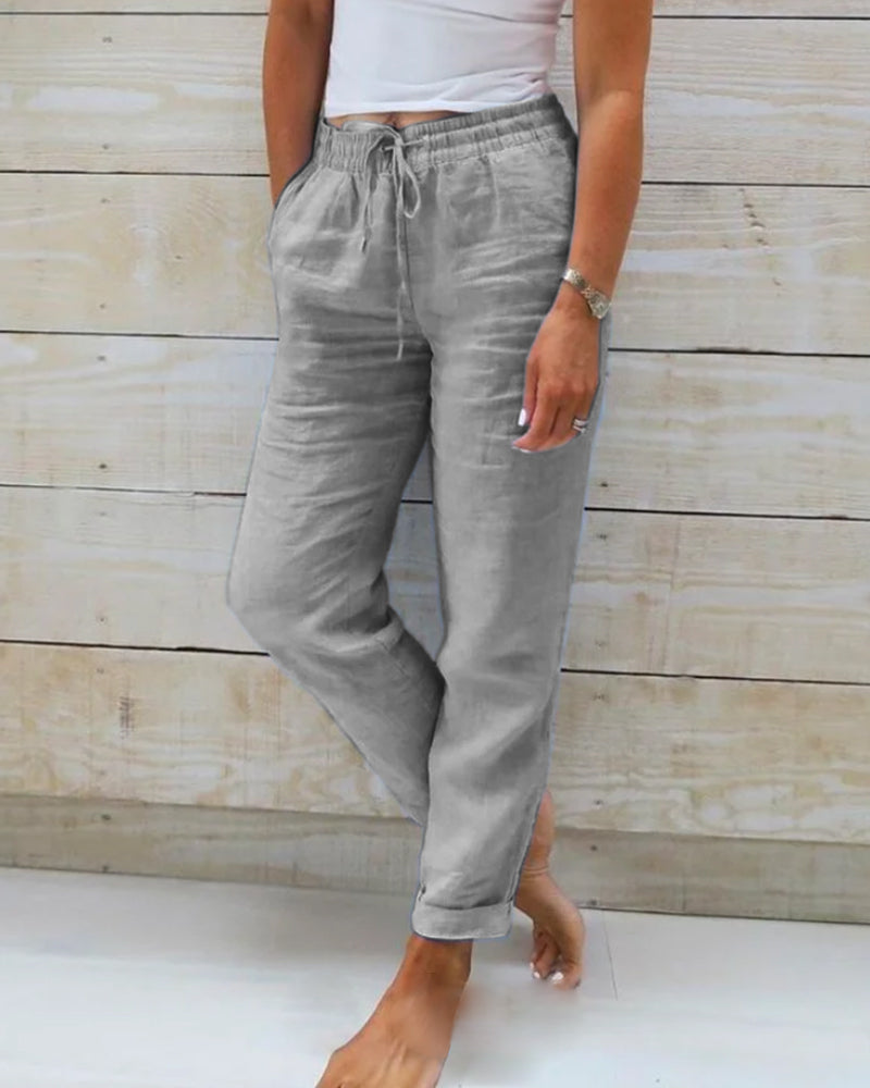 MONIKA | LINEN TROUSERS WITH ELASTIC