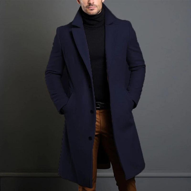 Aaron | Men's Stylish Long Wool Coat with Slim Fit