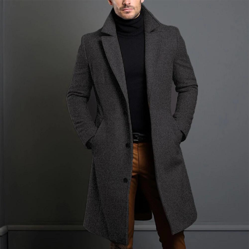 Aaron | Men's Stylish Long Wool Coat with Slim Fit