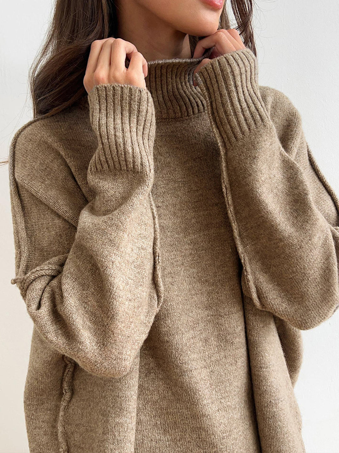 Cathy | Plain Turtleneck Knit Pants Set