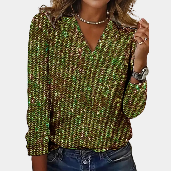 LUCY | GLITTER V-NECK TOP