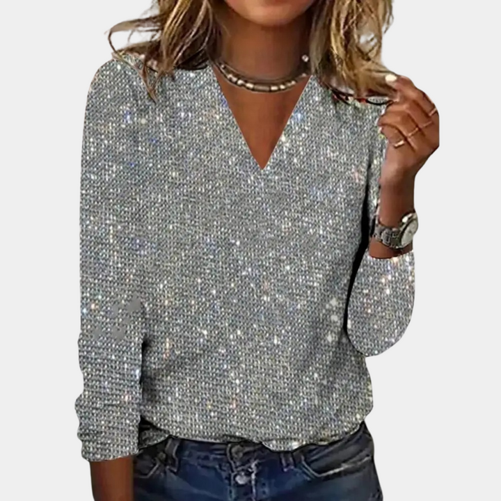 LUCY | GLITTER V-NECK TOP