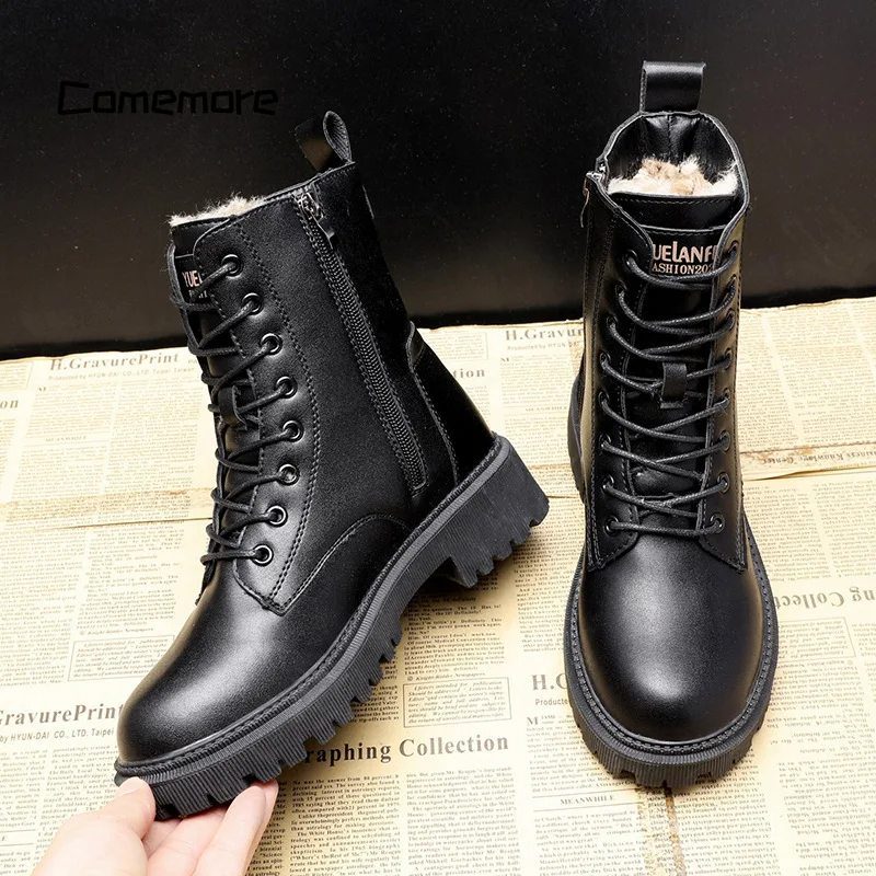 Andrea™ - Black Leather Winter Boots