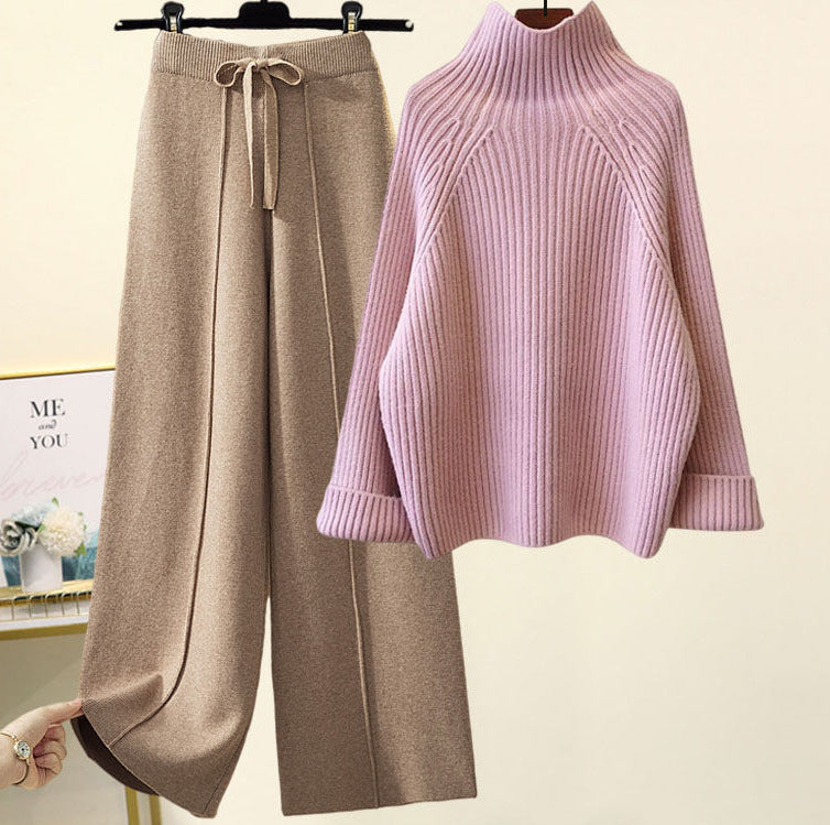 Clara | Turtleneck Pullover & Wide-Leg Pants Set