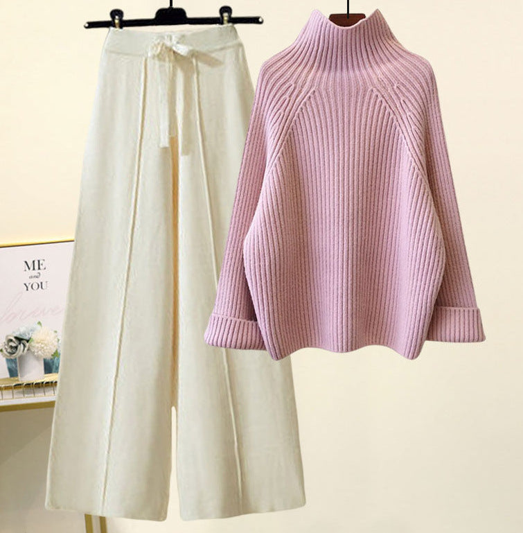 Clara | Turtleneck Pullover & Wide-Leg Pants Set