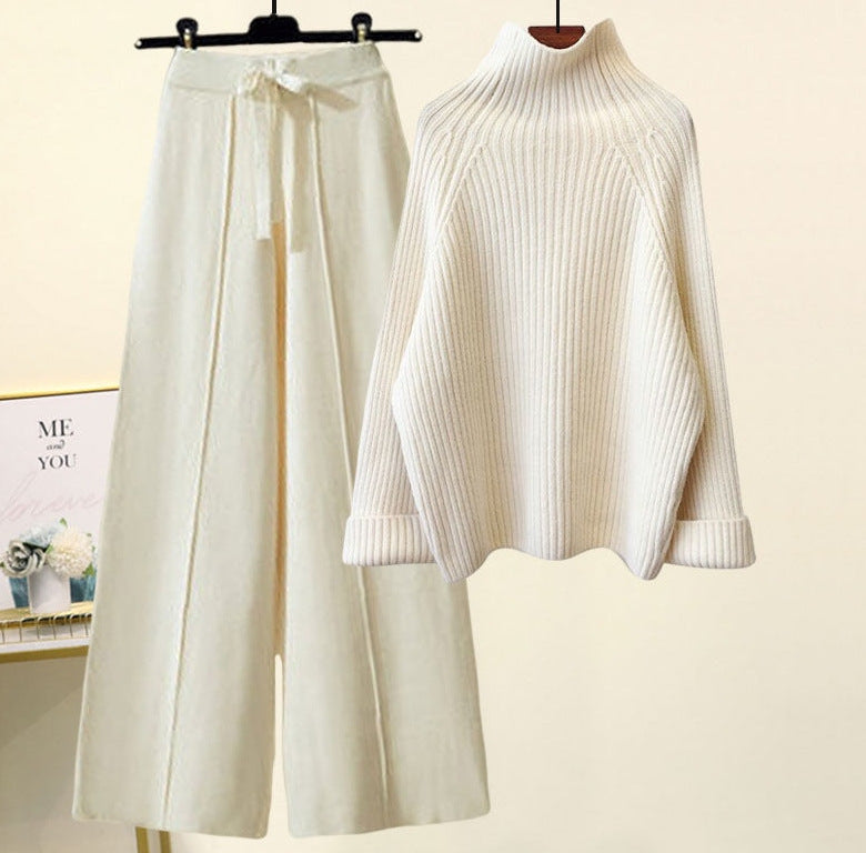 Clara | Turtleneck Pullover & Wide-Leg Pants Set