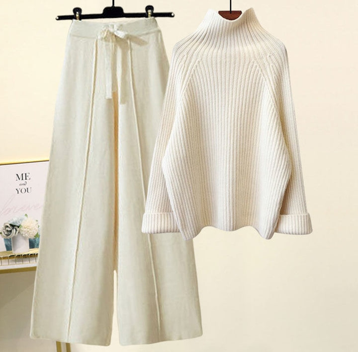 Clara | Turtleneck Pullover & Wide-Leg Pants Set