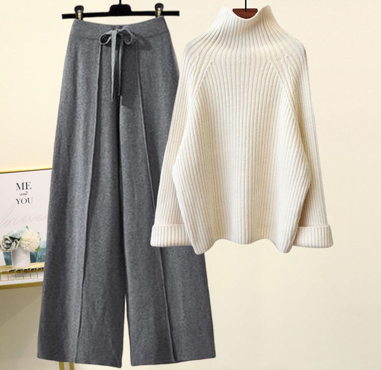 Clara | Turtleneck Pullover & Wide-Leg Pants Set