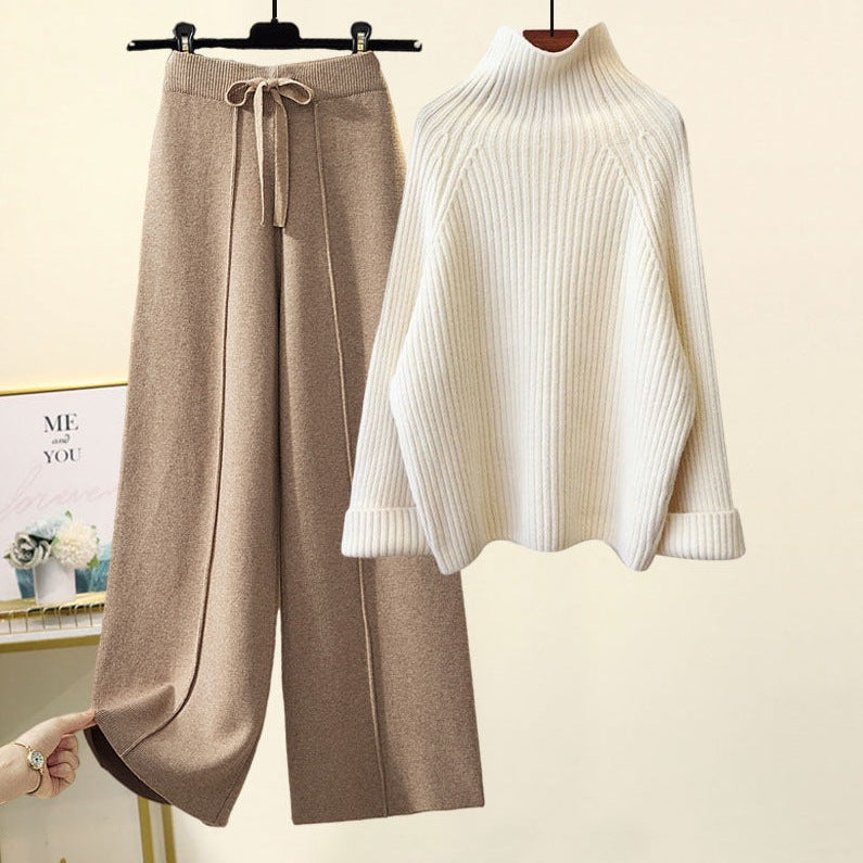 Clara | Turtleneck Pullover & Wide-Leg Pants Set