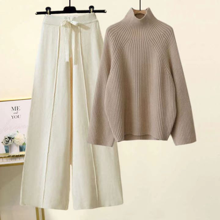 Clara | Turtleneck Pullover & Wide-Leg Pants Set