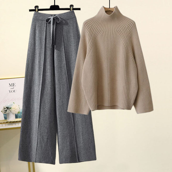 Clara | Turtleneck Pullover & Wide-Leg Pants Set