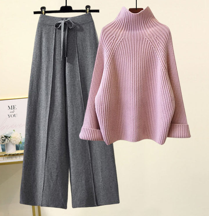 Clara | Turtleneck Pullover & Wide-Leg Pants Set