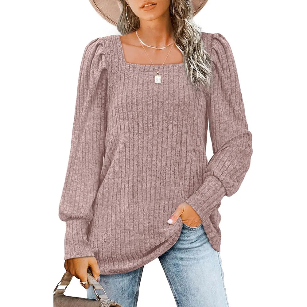 Maya | Trendy Square Neck Long Sleeve Top