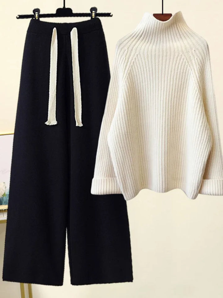 Clara | Turtleneck Pullover & Wide-Leg Pants Set