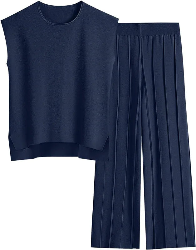 Ella | Sleeveless Knit Top & Wide-Leg Pants Set