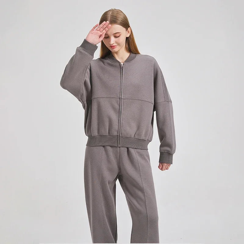 Zara | Zipper Cardigan & Baggy Pants Set