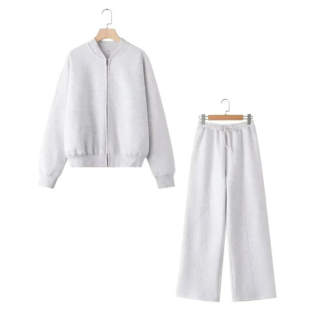 Zara | Zipper Cardigan & Baggy Pants Set