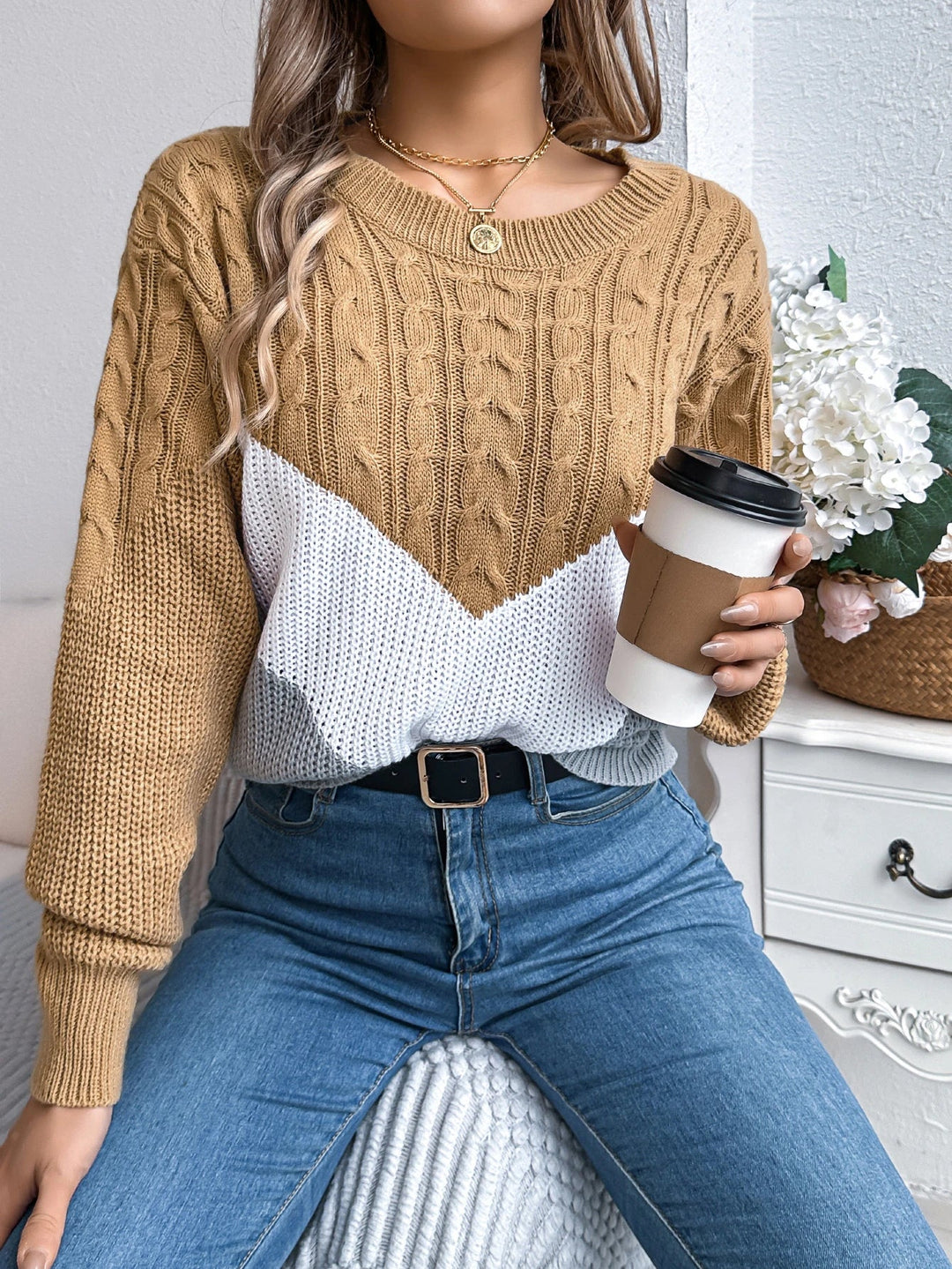 Spencer™ | Chevron Cable Knit Sweater