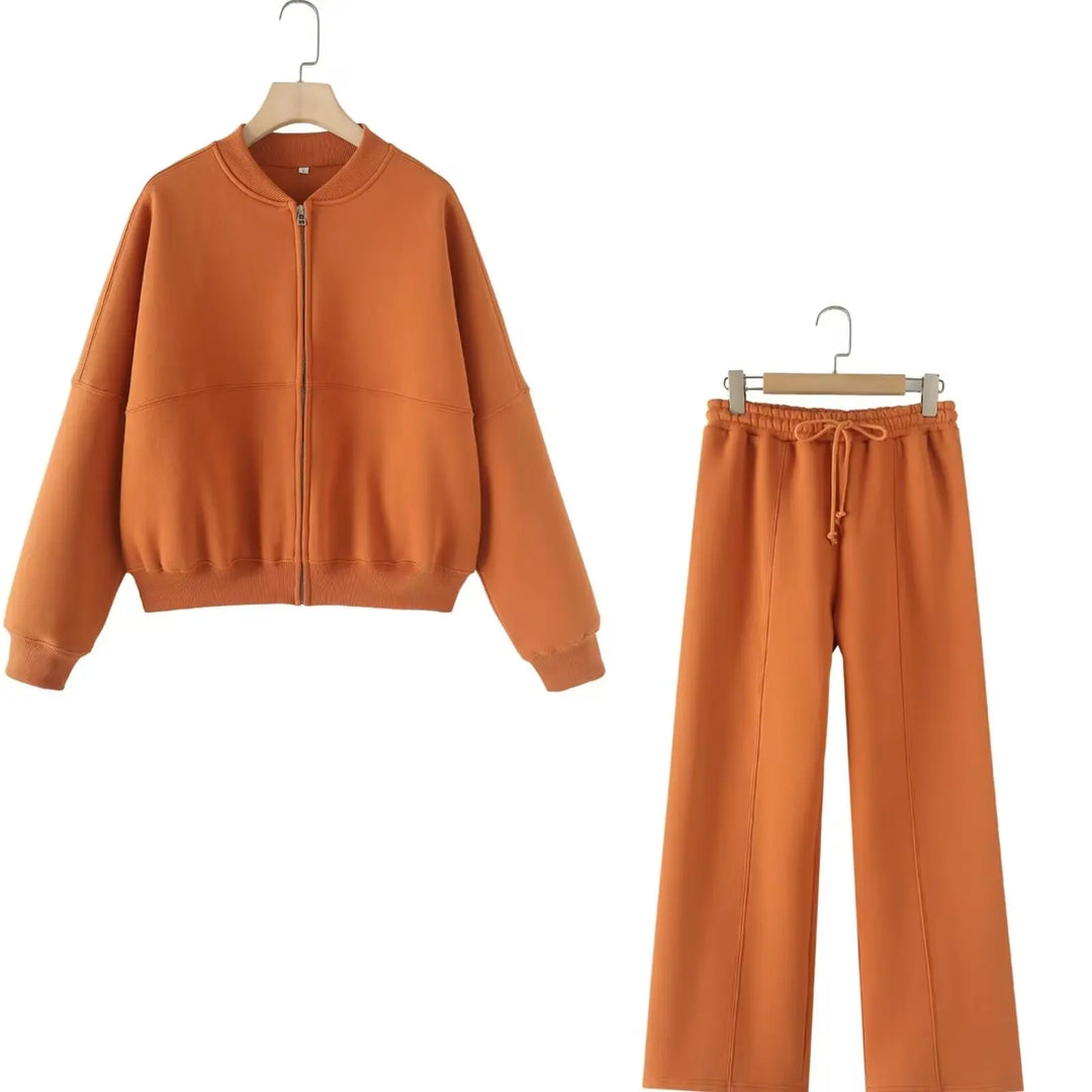 Zara | Zipper Cardigan & Baggy Pants Set