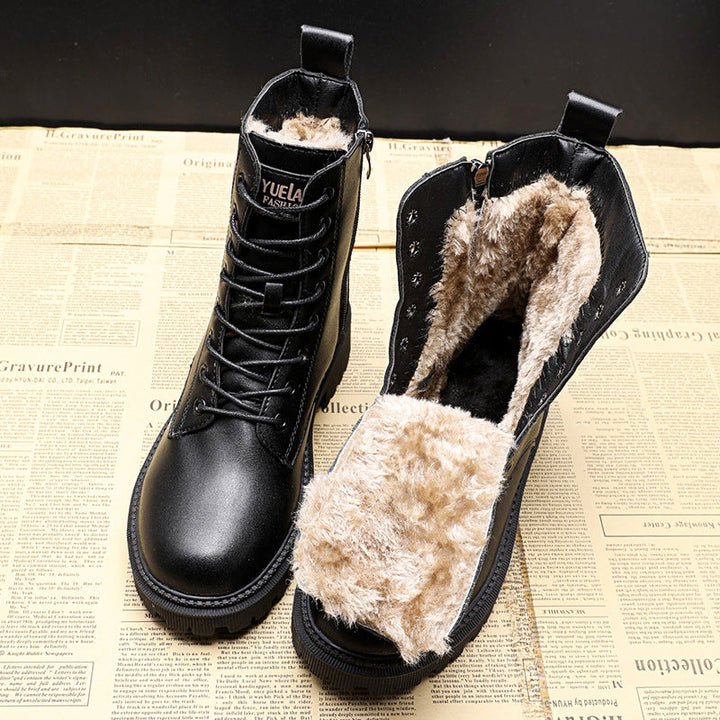 Andrea™ - Black Leather Winter Boots