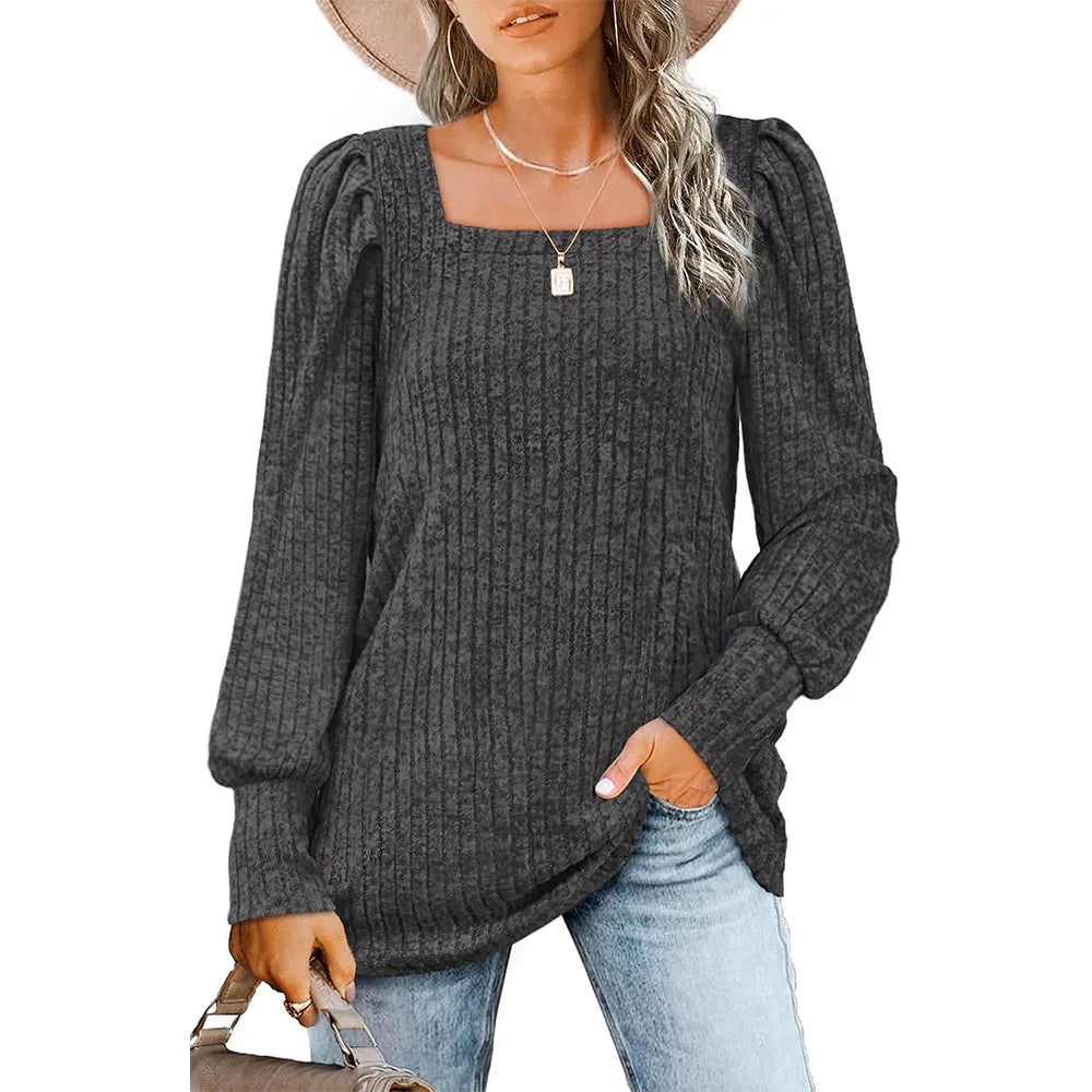 Maya | Trendy Square Neck Long Sleeve Top