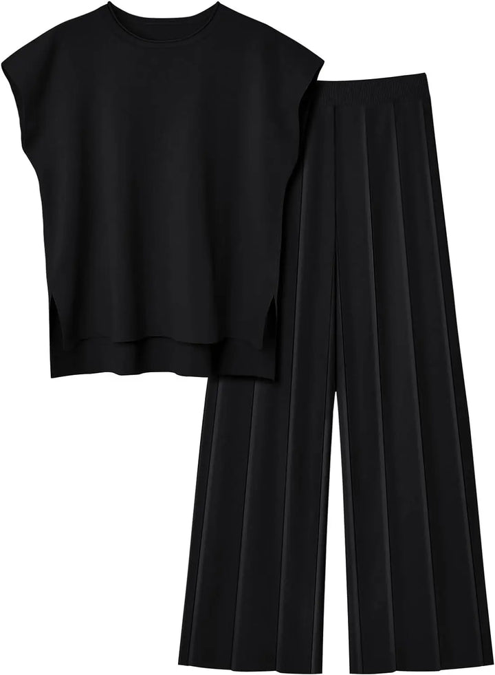 Ella | Sleeveless Knit Top & Wide-Leg Pants Set