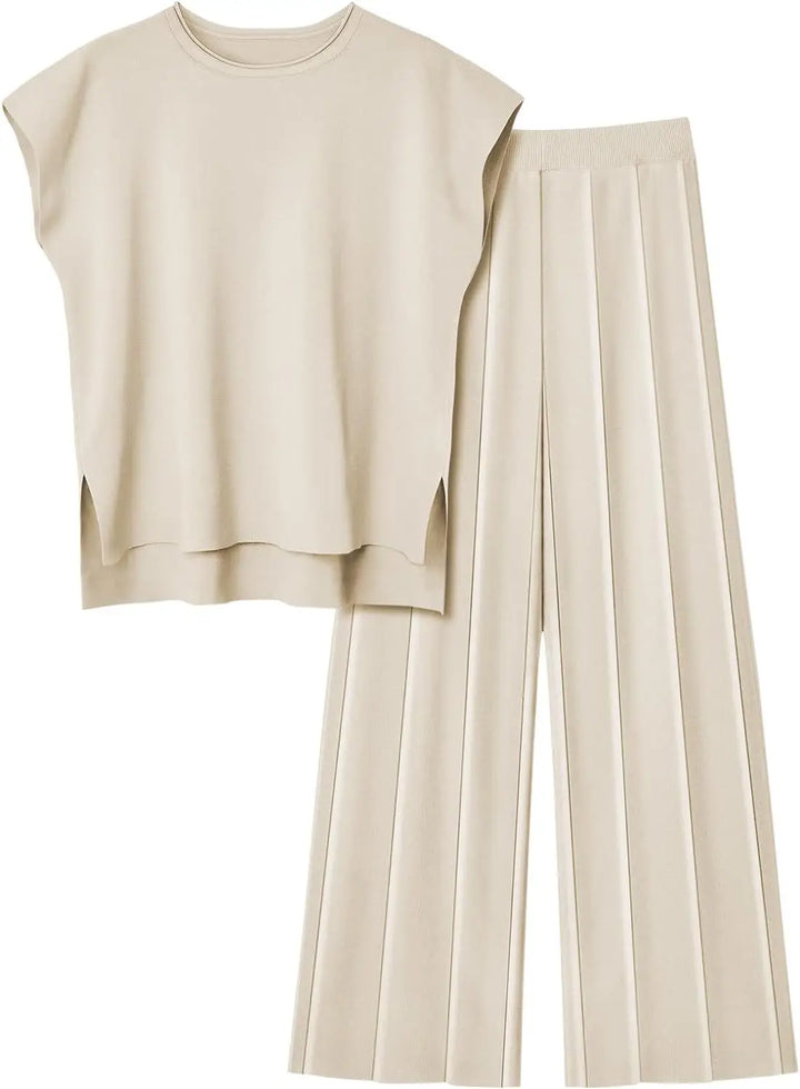 Ella | Sleeveless Knit Top & Wide-Leg Pants Set