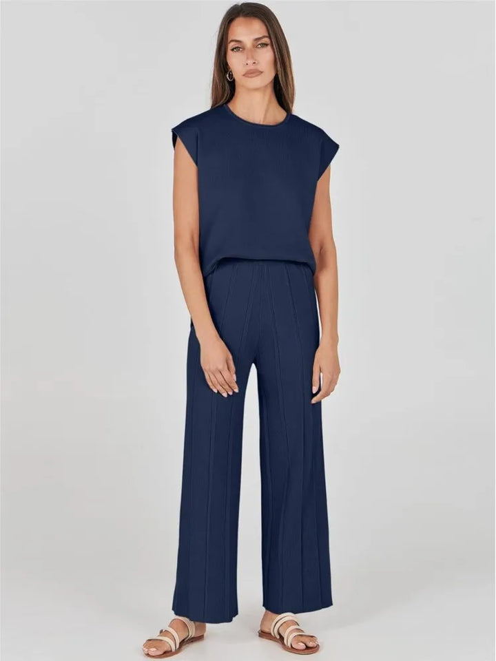 Ella | Sleeveless Knit Top & Wide-Leg Pants Set