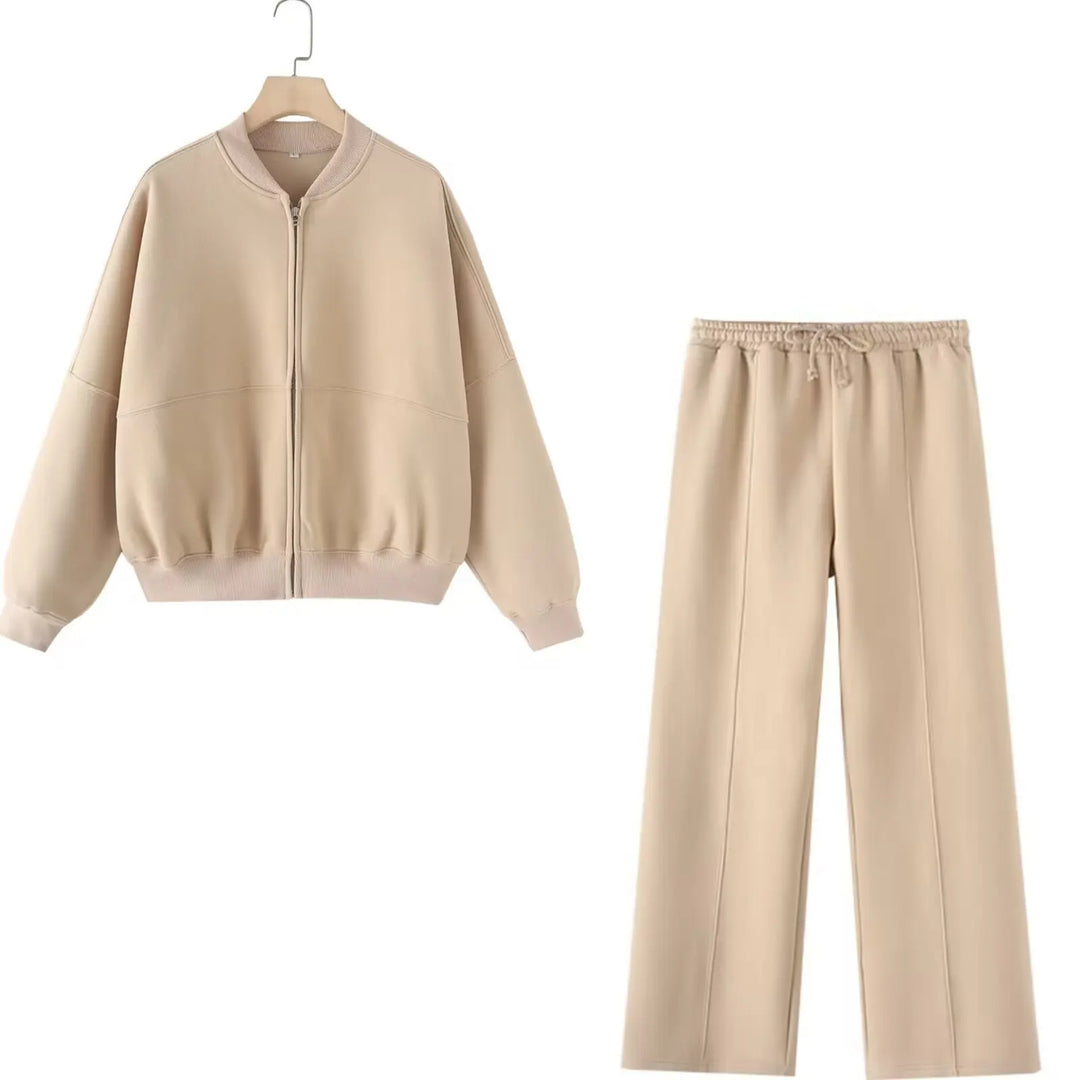 Zara | Zipper Cardigan & Baggy Pants Set