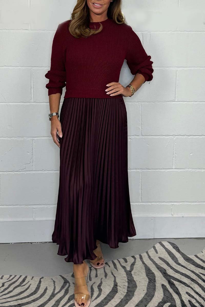 Emilia™ | Long sweater with pleated skirt