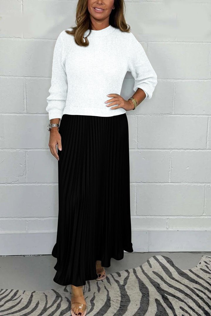 Emilia™ | Long sweater with pleated skirt