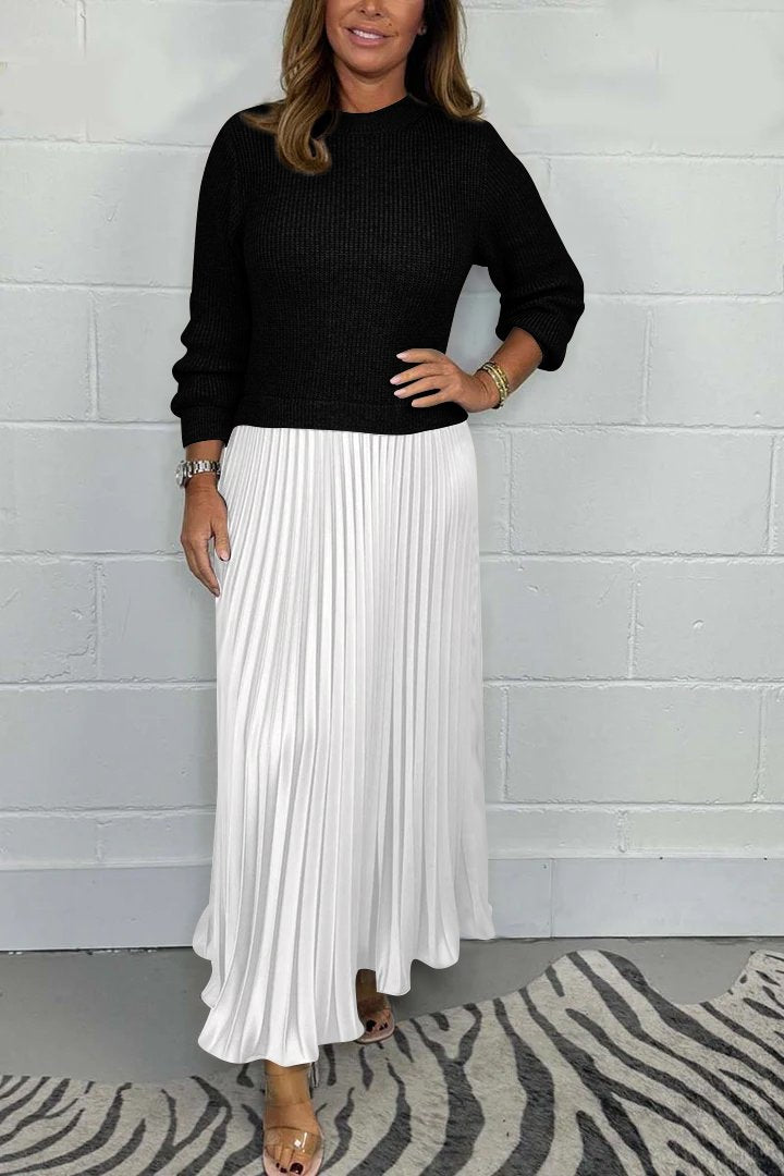 Emilia™ | Long sweater with pleated skirt